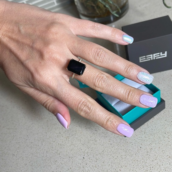 Effy Jewelry - $1,595 New Authentic EFFY 14K Yellow Gold, Onyx & Diamond Ring size 7